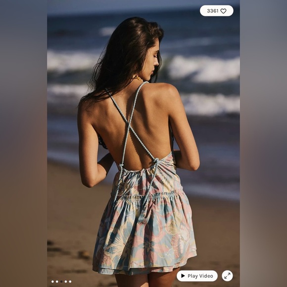 FREE PEOPLE Deserted Island Floral Halter Mini Dress M Size Medium SOLD OUT - Picture 4 of 12